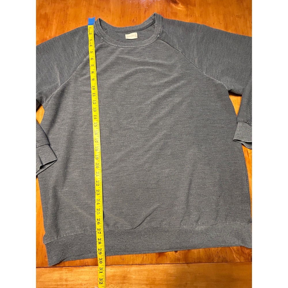 Altard State Ribbed Sweatshirt Large Grey Raglan Crew Neck Pullover - Picture 4 of 10
